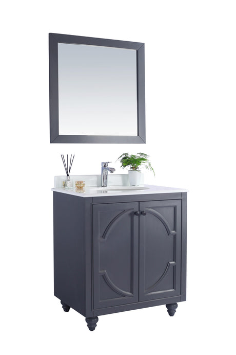 Odyssey 30" Maple Grey Bathroom Vanity with Pure White Phoenix Stone Countertop Laviva 313613-30G-PW