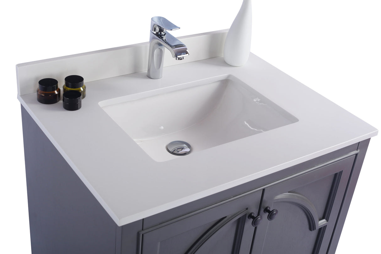 Odyssey 30" Maple Grey Bathroom Vanity with White Quartz Countertop Laviva 313613-30G-WQ