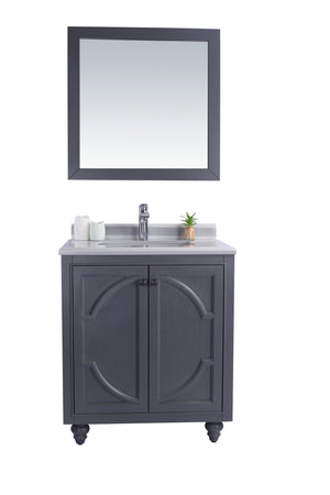 Odyssey 30" Maple Grey Bathroom Vanity with White Stripes Marble Countertop Laviva 313613-30G-WS