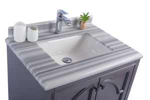 Odyssey 30" Maple Grey Bathroom Vanity with White Stripes Marble Countertop Laviva 313613-30G-WS