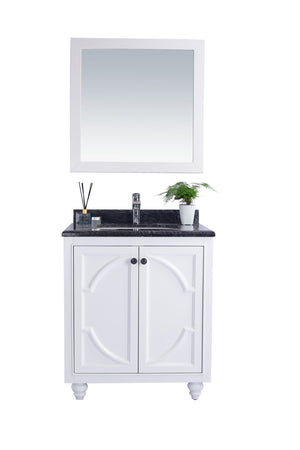Odyssey 30" White Bathroom Vanity with Black Wood Marble Countertop Laviva 313613-30W-BW