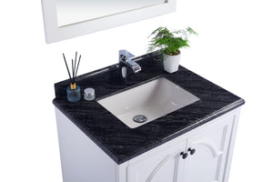 Odyssey 30" White Bathroom Vanity with Black Wood Marble Countertop Laviva 313613-30W-BW