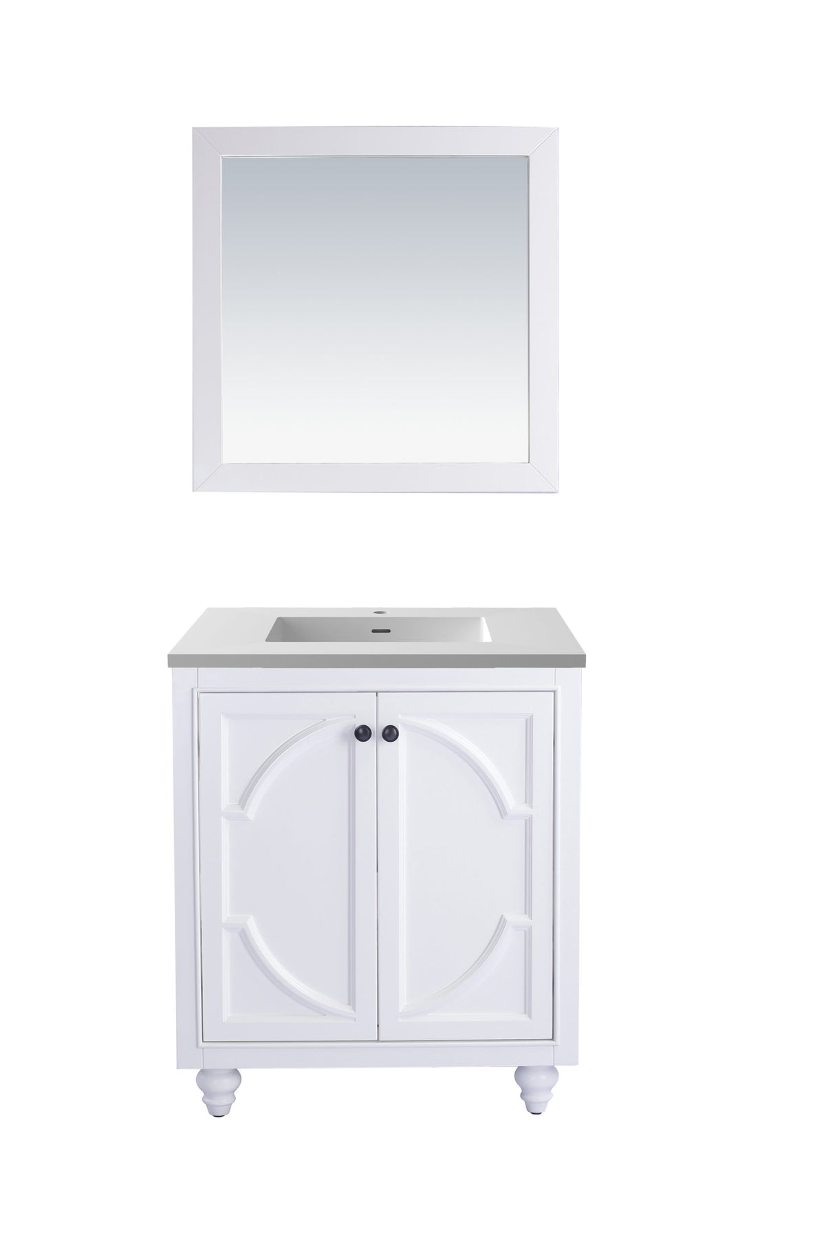 Odyssey 30" White Bathroom Vanity with Matte White VIVA Stone Solid Surface Countertop Laviva 313613-30W-MW