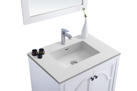 Odyssey 30" White Bathroom Vanity with Matte White VIVA Stone Solid Surface Countertop Laviva 313613-30W-MW