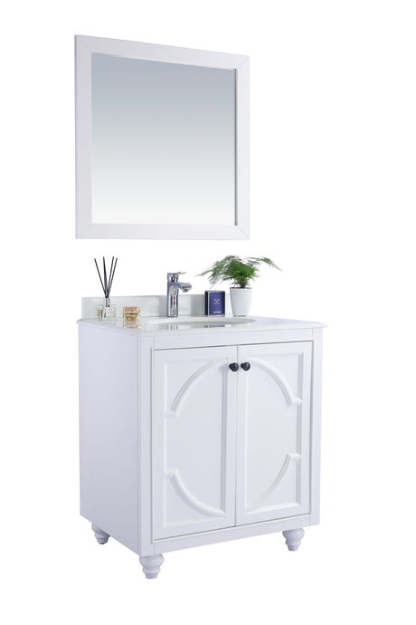 Odyssey 30" White Bathroom Vanity with Pure White Phoenix Stone Countertop Laviva 313613-30W-PW