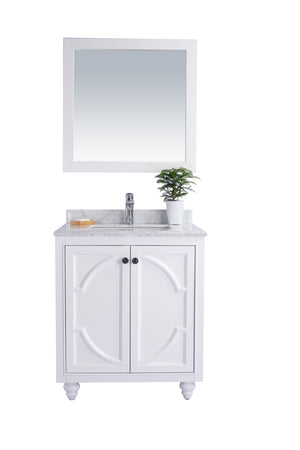 Odyssey 30" White Bathroom Vanity with White Carrara Marble Countertop Laviva 313613-30W-WC