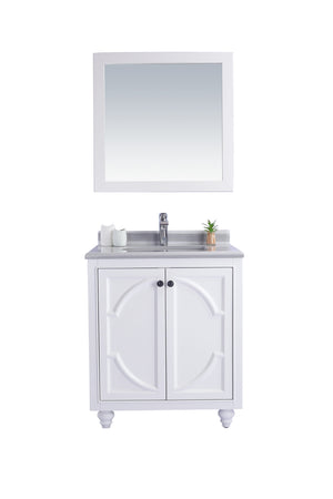 Odyssey 30" White Bathroom Vanity with White Stripes Marble Countertop Laviva 313613-30W-WS
