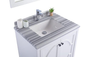 Odyssey 30" White Bathroom Vanity with White Stripes Marble Countertop Laviva 313613-30W-WS