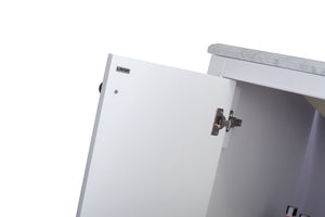 Odyssey 30" White Bathroom Vanity with White Stripes Marble Countertop Laviva 313613-30W-WS