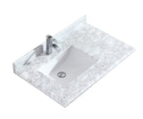 Odyssey 36" Single Hole White Carrara Marble Countertop with Left Offset Rectangular Ceramic Sink Laviva 313613-36-WC