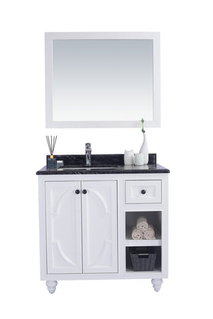 Odyssey 36" White Bathroom Vanity with Black Wood Marble Countertop Laviva 313613-36W-BW