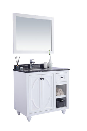 Odyssey 36" White Bathroom Vanity with Black Wood Marble Countertop Laviva 313613-36W-BW