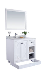 Odyssey 36" White Bathroom Vanity with Black Wood Marble Countertop Laviva 313613-36W-BW