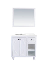 Odyssey 36" White Bathroom Vanity with Matte White VIVA Stone Solid Surface Countertop Laviva 313613-36W-MW