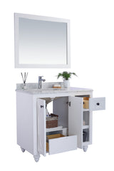 Odyssey 36" White Bathroom Vanity with Matte White VIVA Stone Solid Surface Countertop Laviva 313613-36W-MW