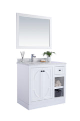 Odyssey 36" White Bathroom Vanity with White Carrara Marble Countertop Laviva 313613-36W-WC