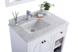 Odyssey 36" White Bathroom Vanity with White Carrara Marble Countertop Laviva 313613-36W-WC