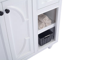 Odyssey 36" White Bathroom Vanity with White Stripes Marble Countertop Laviva 313613-36W-WS