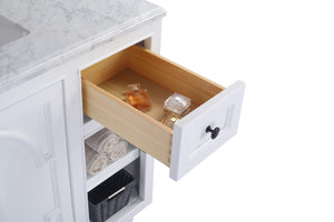 Odyssey 36" White Bathroom Vanity with White Stripes Marble Countertop Laviva 313613-36W-WS