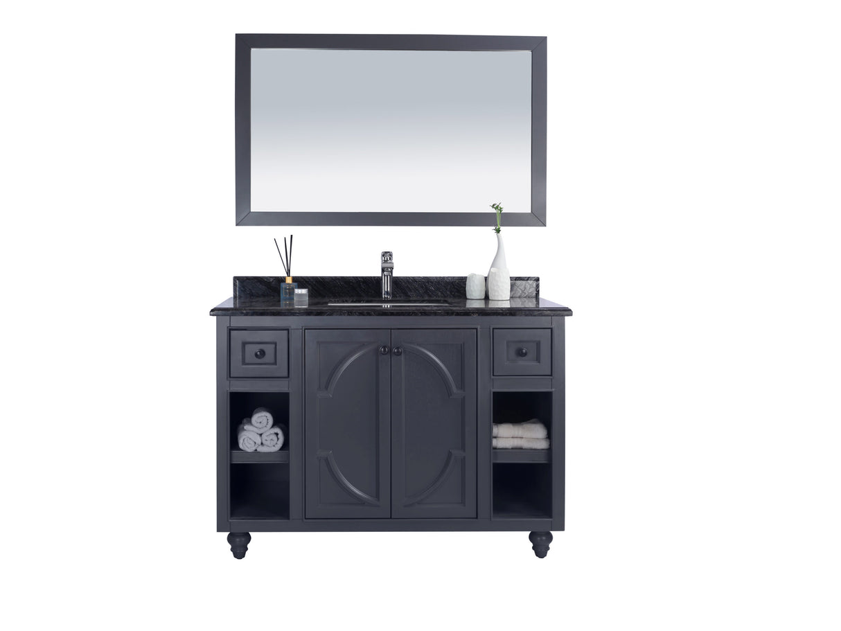 Odyssey 48" Maple Grey Bathroom Vanity with Black Wood Marble Countertop Laviva 313613-48G-BW