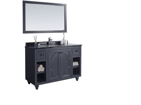 Odyssey 48" Maple Grey Bathroom Vanity with Black Wood Marble Countertop Laviva 313613-48G-BW