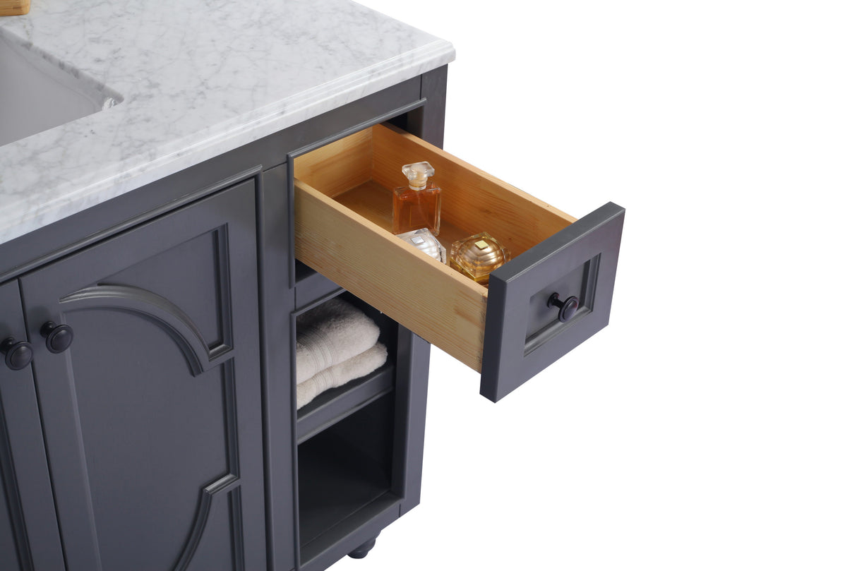 Odyssey 48" Maple Grey Bathroom Vanity with Black Wood Marble Countertop Laviva 313613-48G-BW