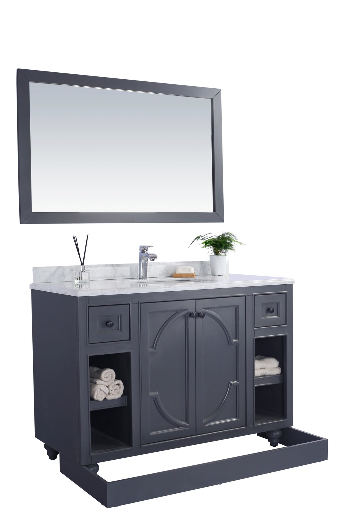 Odyssey 48" Maple Grey Bathroom Vanity with Black Wood Marble Countertop Laviva 313613-48G-BW