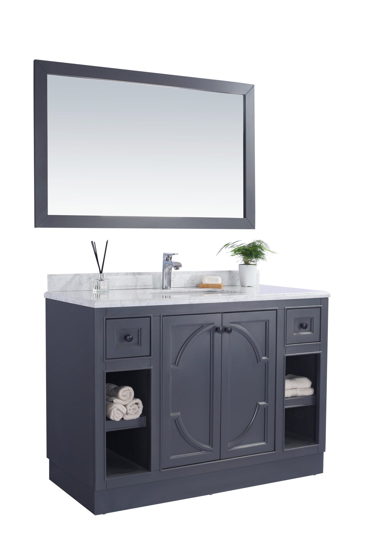 Odyssey 48" Maple Grey Bathroom Vanity with Black Wood Marble Countertop Laviva 313613-48G-BW