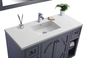 Odyssey 48" Maple Grey Bathroom Vanity with Matte White VIVA Stone Solid Surface Countertop Laviva 313613-48G-MW