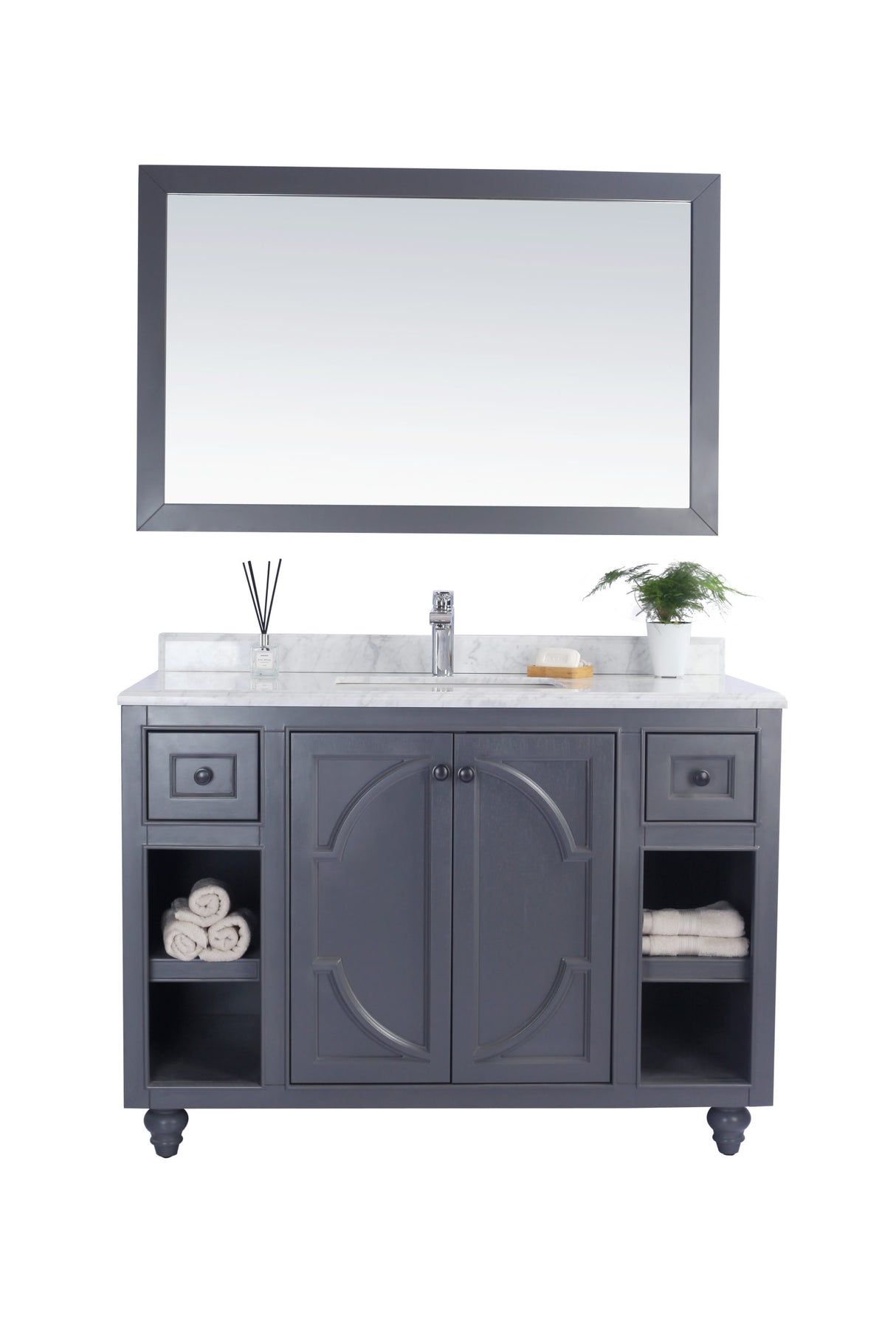Odyssey 48" Maple Grey Bathroom Vanity with White Carrara Marble Countertop Laviva 313613-48G-WC
