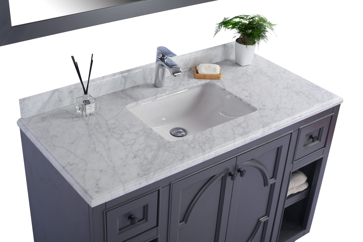 Odyssey 48" Maple Grey Bathroom Vanity with White Carrara Marble Countertop Laviva 313613-48G-WC