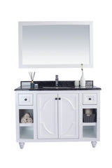 Odyssey 48" White Bathroom Vanity with Black Wood Marble Countertop Laviva 313613-48W-BW