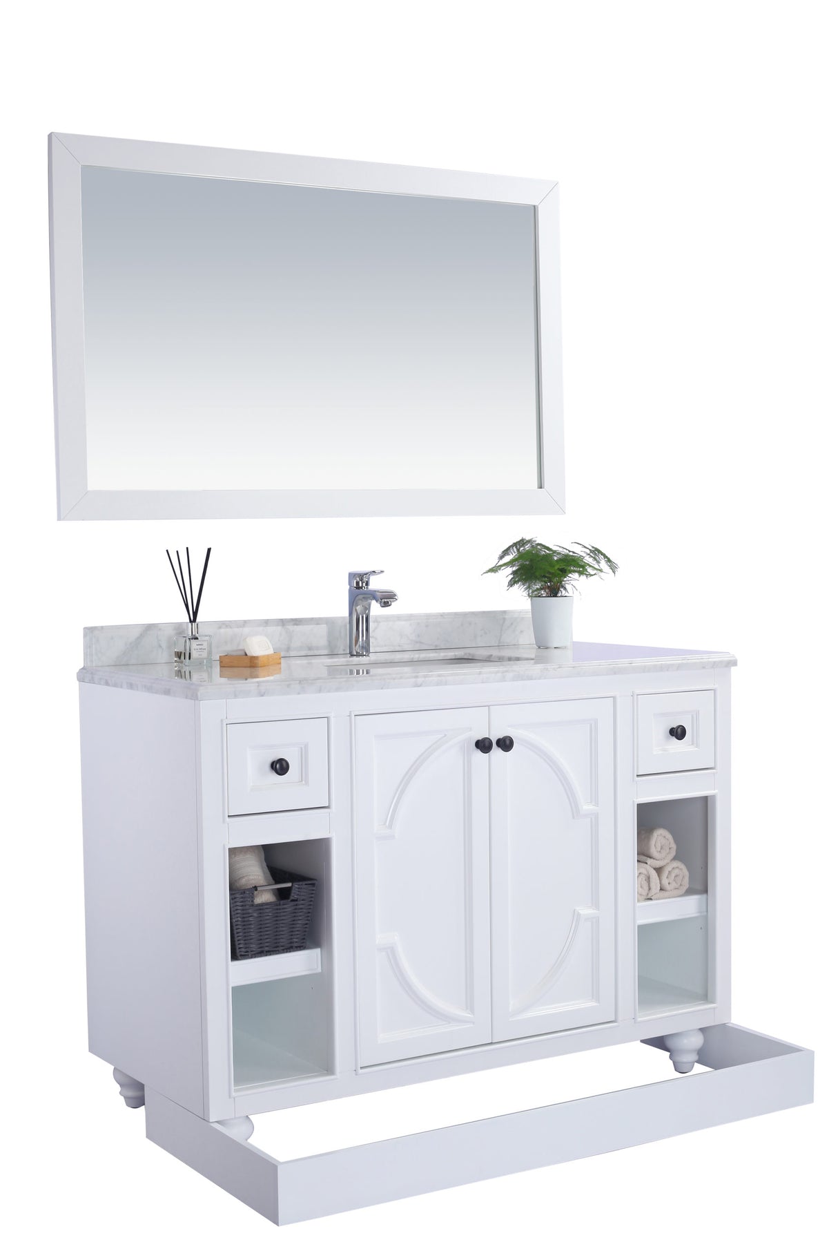 Odyssey 48" White Bathroom Vanity with Black Wood Marble Countertop Laviva 313613-48W-BW