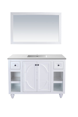 Odyssey 48" White Bathroom Vanity with Matte White VIVA Stone Solid Surface Countertop Laviva 313613-48W-MW