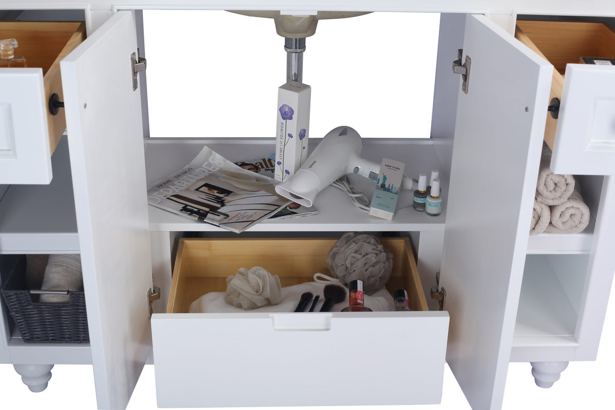 Odyssey 48" White Bathroom Vanity with Matte White VIVA Stone Solid Surface Countertop Laviva 313613-48W-MW
