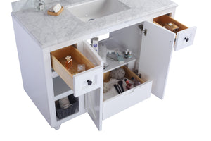 Odyssey 48" White Bathroom Vanity with Matte White VIVA Stone Solid Surface Countertop Laviva 313613-48W-MW