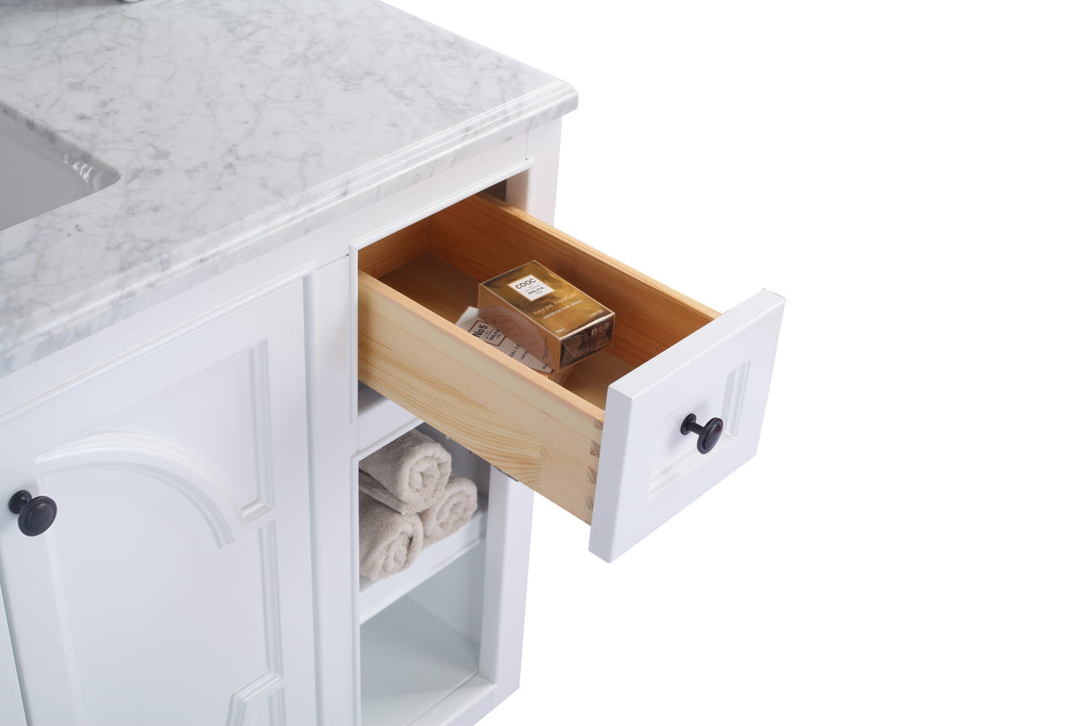 Odyssey 48" White Bathroom Vanity with Matte White VIVA Stone Solid Surface Countertop Laviva 313613-48W-MW