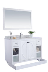 Odyssey 48" White Bathroom Vanity with Matte White VIVA Stone Solid Surface Countertop Laviva 313613-48W-MW