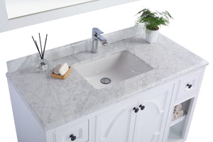 Odyssey 48" White Bathroom Vanity with White Carrara Marble Countertop Laviva 313613-48W-WC