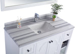 Odyssey 48" White Bathroom Vanity with White Stripes Marble Countertop Laviva 313613-48W-WS