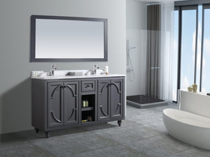 Odyssey 60" Maple Grey Double Sink Bathroom Vanity with White Carrara Marble Countertop Laviva 313613-60G-WC