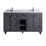 Odyssey 60" Maple Grey Double Sink Bathroom Vanity with White Stripes Marble Countertop Laviva 313613-60G-WS