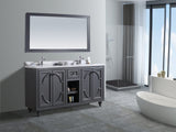 Odyssey 60" Maple Grey Double Sink Bathroom Vanity with White Stripes Marble Countertop Laviva 313613-60G-WS