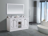 Odyssey 60" White Double Sink Bathroom Vanity with White Carrara Marble Countertop Laviva 313613-60W-WC