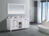 Odyssey 60" White Double Sink Bathroom Vanity with White Carrara Marble Countertop Laviva 313613-60W-WC