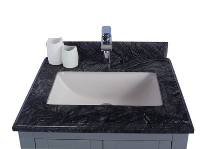 Wilson 24" Grey Bathroom Vanity with Black Wood Marble Countertop Laviva 313ANG-24G-BW