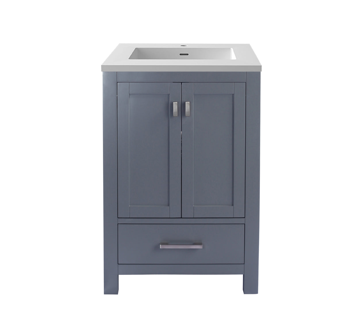 Wilson 24" Grey Bathroom Vanity with Matte White VIVA Stone Solid Surface Countertop Laviva 313ANG-24G-MW