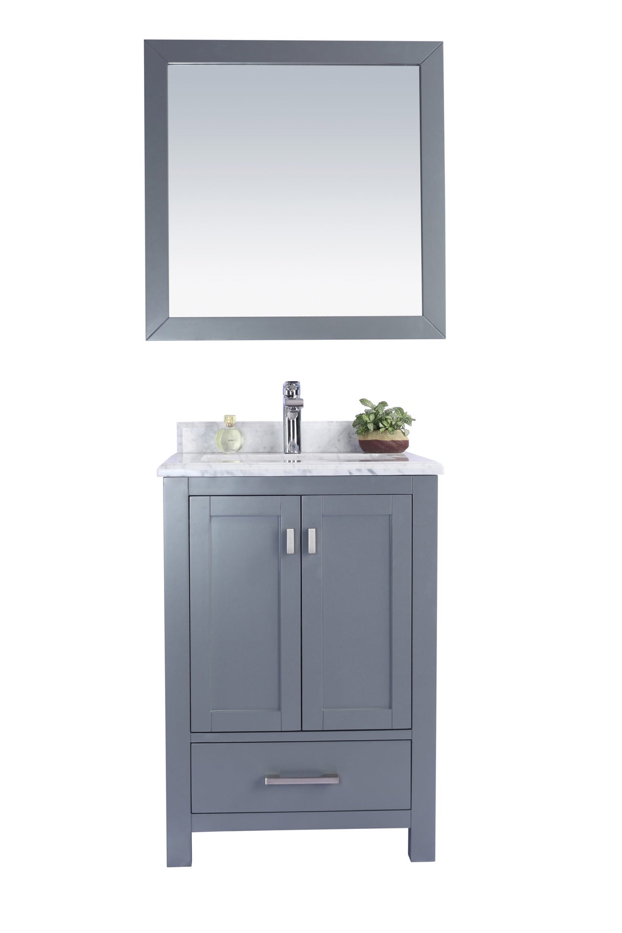 Wilson 24" Grey Bathroom Vanity with White Carrara Marble Countertop Laviva 313ANG-24G-WC