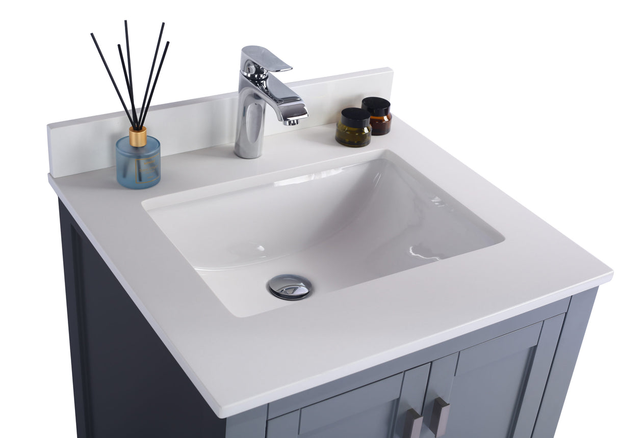 Wilson 24" Grey Bathroom Vanity with White Quartz Countertop Laviva 313ANG-24G-WQ