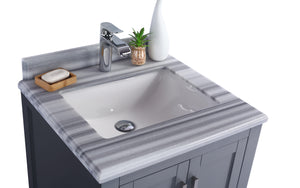 Wilson 24" Grey Bathroom Vanity with White Stripes Marble Countertop Laviva 313ANG-24G-WS